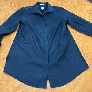 Chico’s Women's Size 1 Black No Iron Roll-Tab Button Front Tunic Shirt